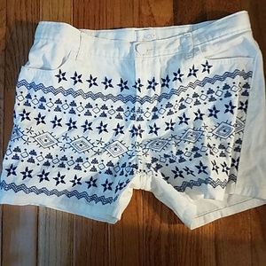 White Patterned Shorts